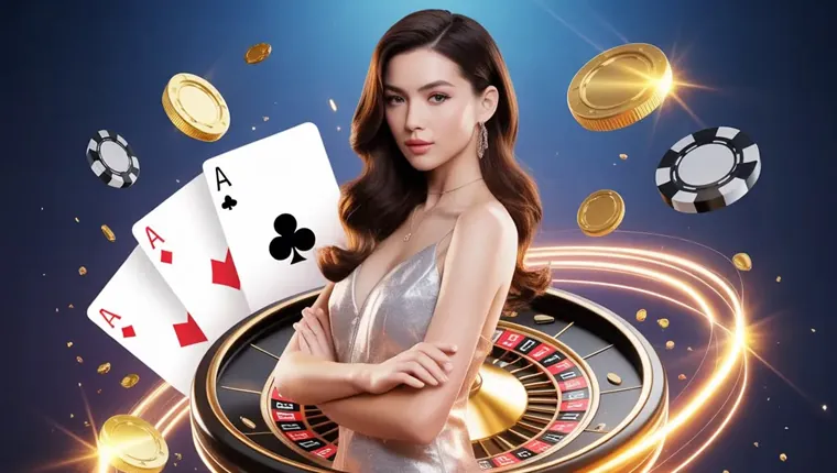 A digital representation of a random number generator with dice and playing cards, symbolizing 7game's commitment to fair play and game integrity through RNG certification.